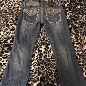 Miss Me Blue Boot Cut Jeans with Silver Accents